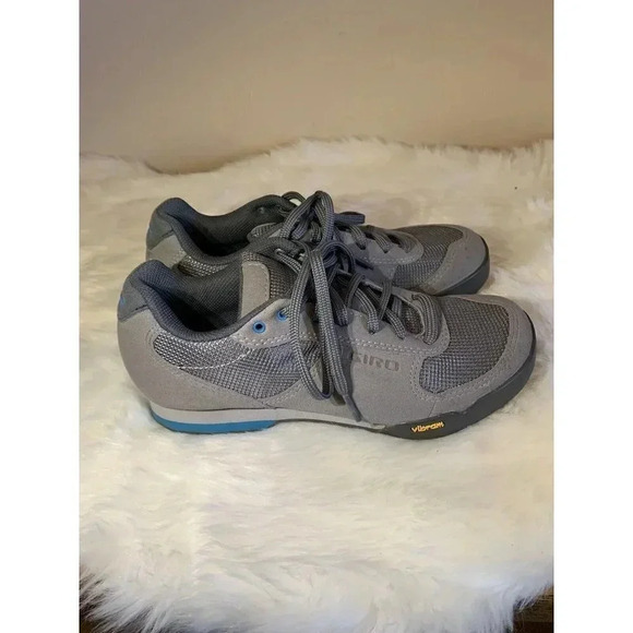 Giro Petra VR Womens 5 Vibram Cycling Shoes Titanium Grey Blue Lace Up Sport - Picture 3 of 8
